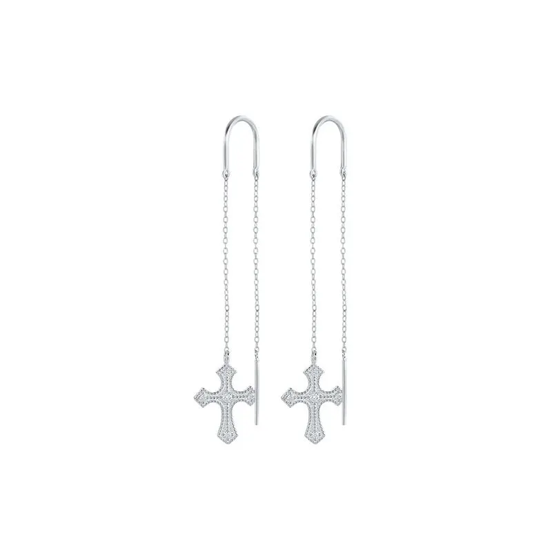 

Korean fashion simple cross long tassel earring earrings women's earrings women's cross 2023 new earrings for women