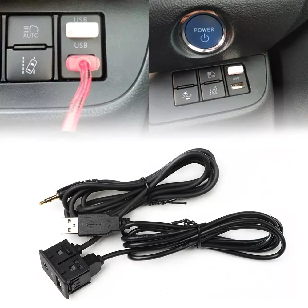 

1.5M Dual Ports Aux Cable Panel Car Dash Flush Mount AUX USB Port Panel Auto Boat USB Extension Cable Adapter