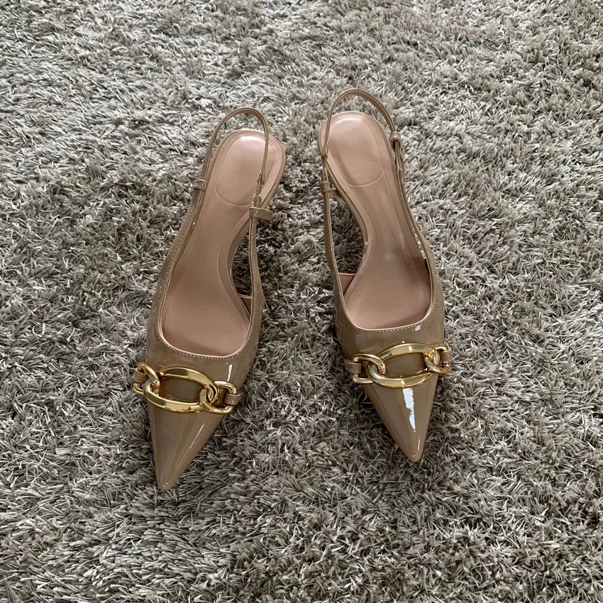 Женские босоножки на высоком каблуке туфли-лодочки с цепочкой и котятами Офисная