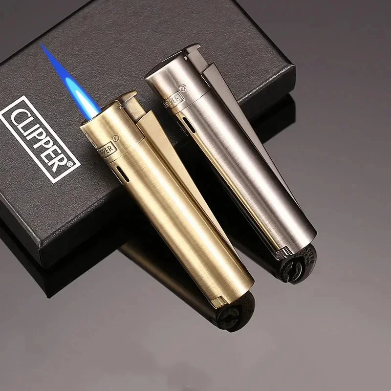 Фото Оригинальная зажигалка Clipper Torch с защитным колпачком, ветрозащитная, с прямым синим пламенем, многоразовая, на бутане, гаджет для мужчин-курильщиков №3
