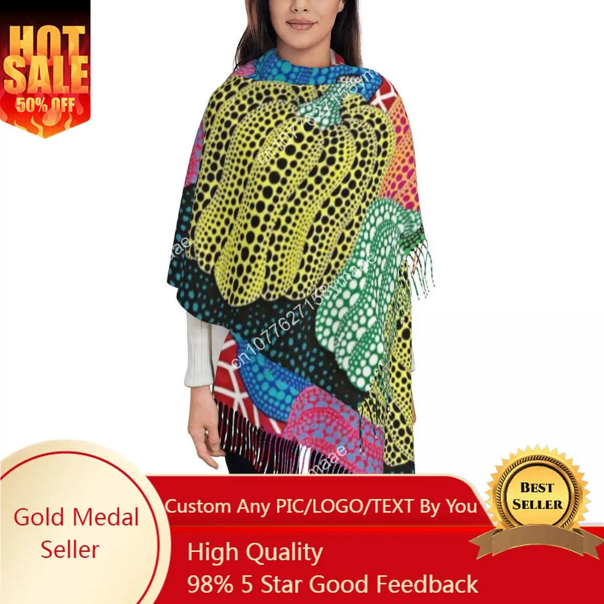 

Custom Egypt Yayoi Kusama Pumpkin Shawls Wraps For Women Winter Warm Long Soft Scarf Pashmina Shawl Scarves