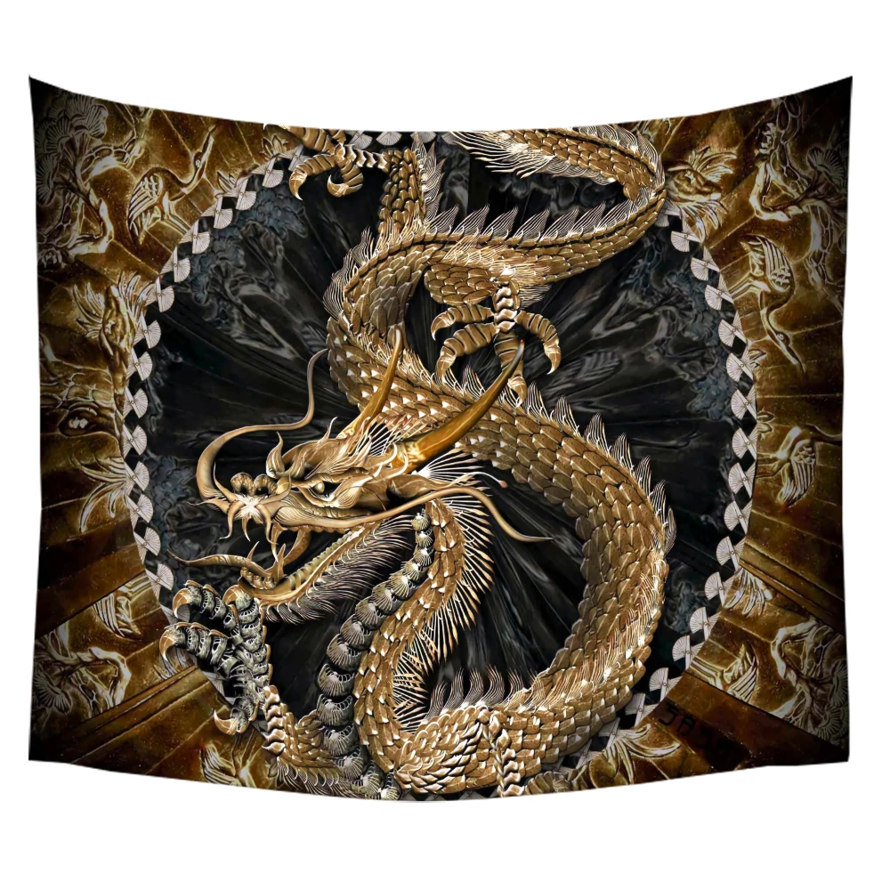 Настенный гобелен с драконом богемный настенный китайским золотым Драконом для