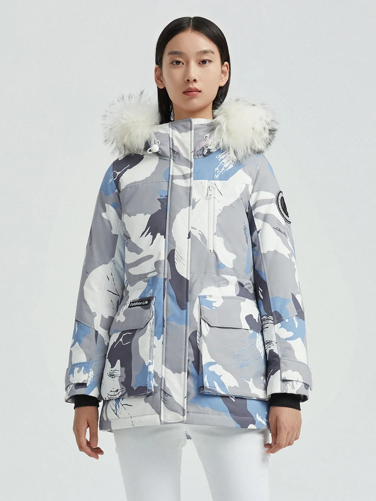 Женская зимняя куртка BOSIDENG из натурального меха