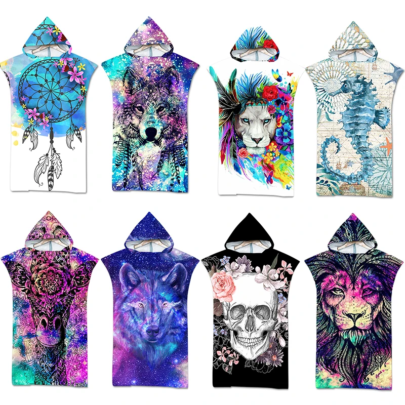 Полотенце-пончо женское пляжное полотенце-пончо для серфинга накидка с