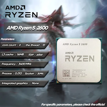 AMD Ryzen 5 2600 R5 2600 3.4 GHz Used GAMING Zen+ 0.012 Six-Core Twelve-Thread 65W CPU Processor YD2600BBM6IAF Socket AM4 3