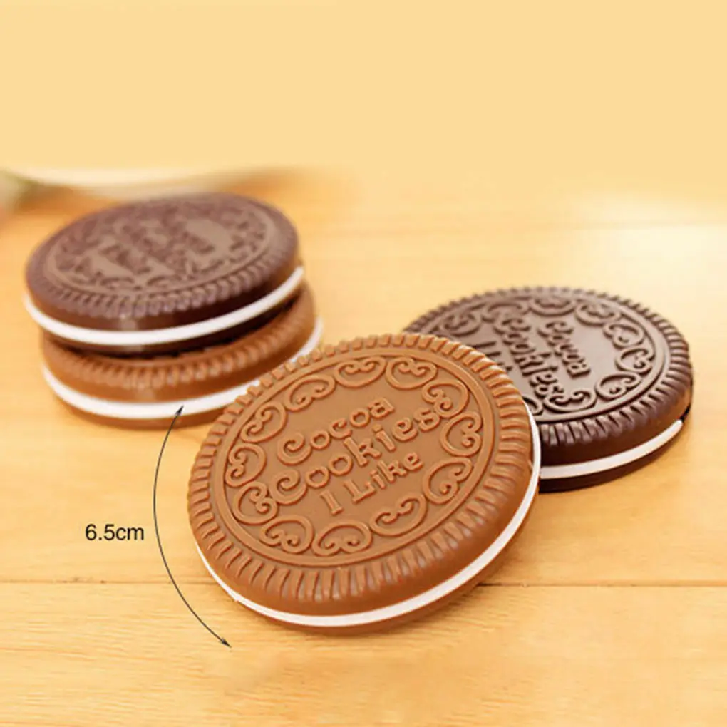 1pc Mini Pocket Cute Chocolate Cookie Shaped Fashion Design Makeup Mirror with 1 Comb Set Party Gifts | Дом и сад