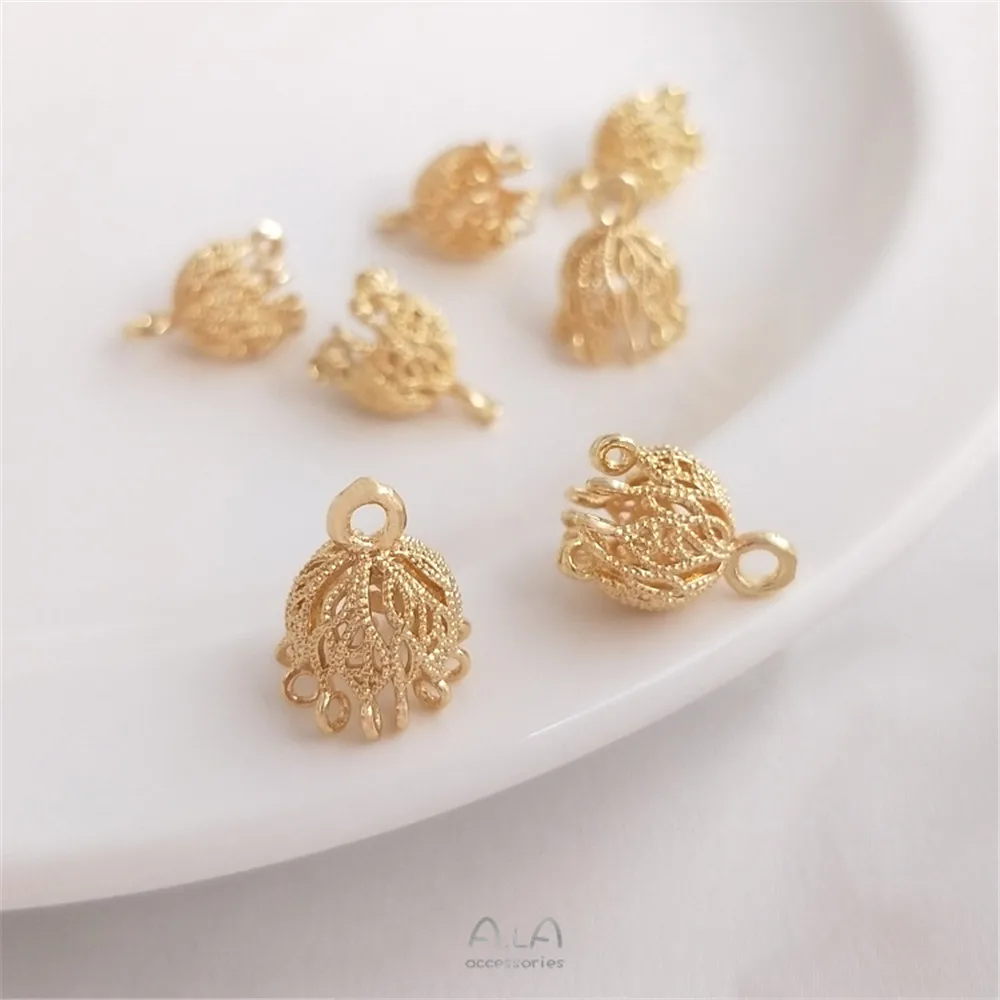 

14K Gold Filled Plated Flower holder, flower cap, tassel cap, diy earrings, hairpin material accessories