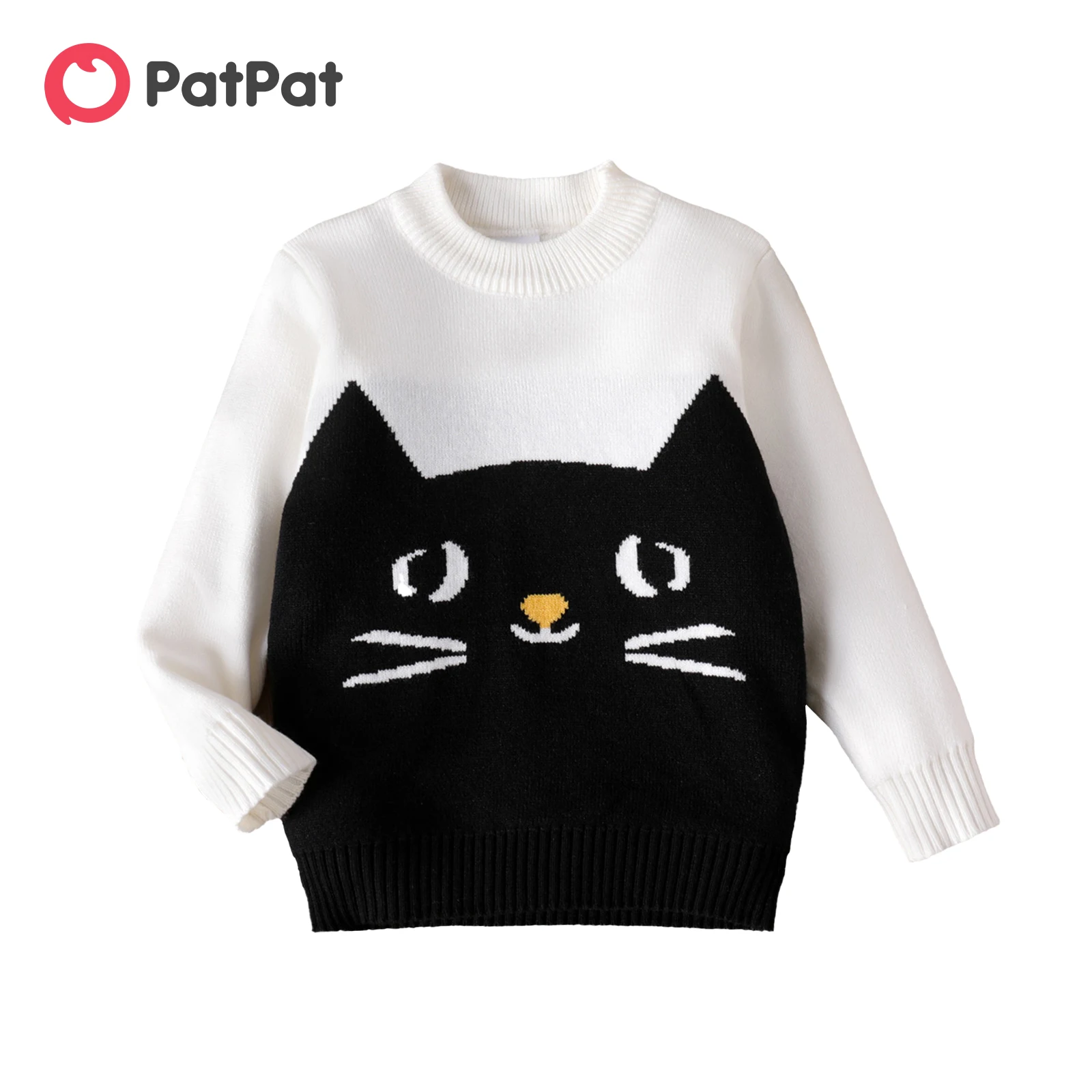 

PatPat Toddler Girl Animal Cat Pattern Colorblock Knit Sweater