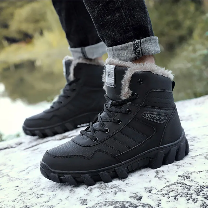 2022 New Winter Men's Sneakers Plus Velvet Thick Warm Comfortable High-top Sports Shoes Waterproof Non-slip Outdoor Hiking Shoes