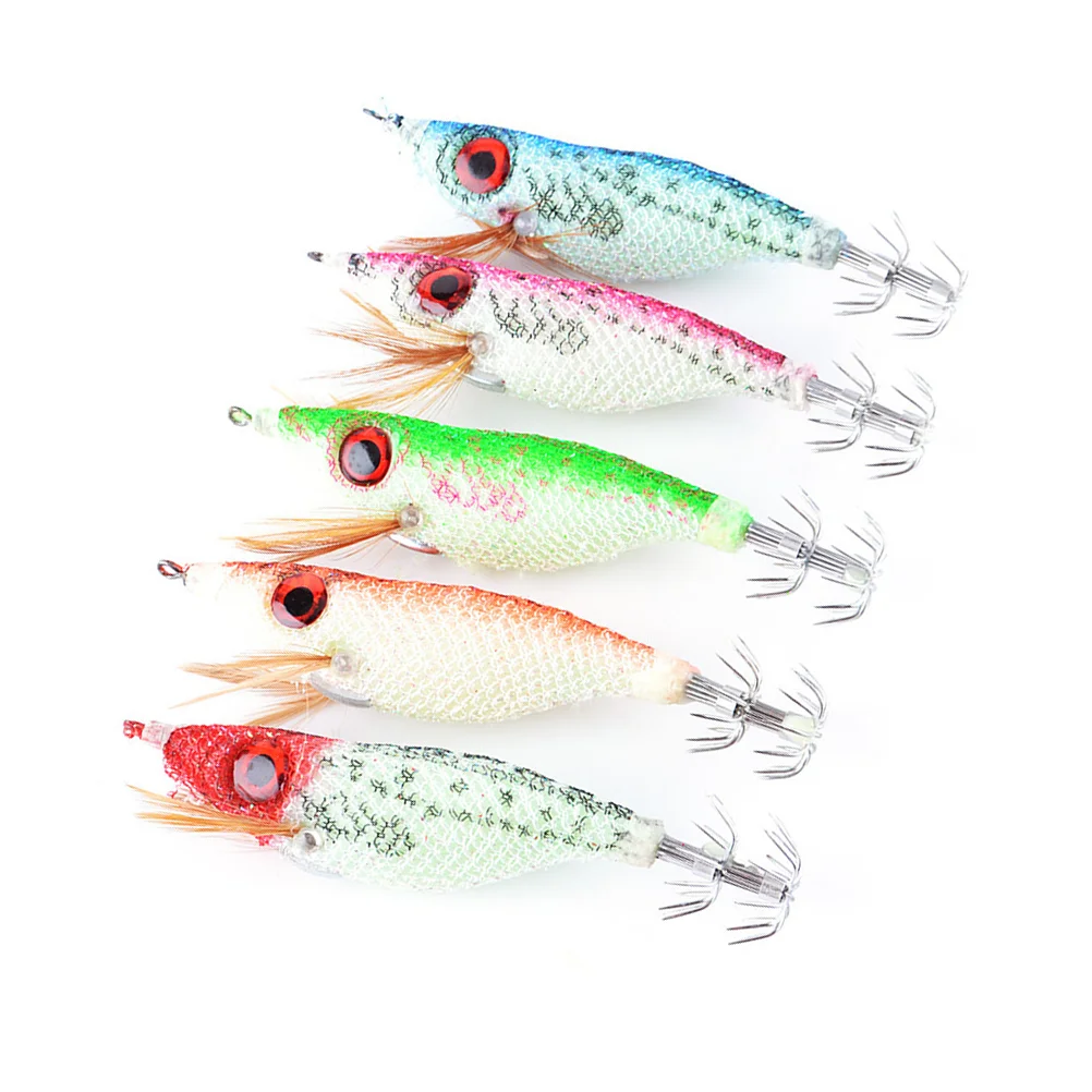 

5 Pcs Saltwater Fishing Hooks Tools Shrimp Prawn Tackle Luminous Jigs Lures Squid Giant Artificial Baits Fishhook