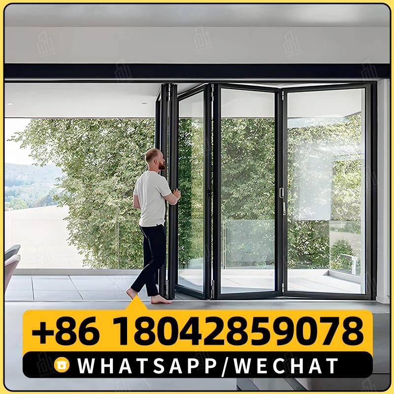 Оптовые складные двери для патио двойные простая установка алюминиевая складная