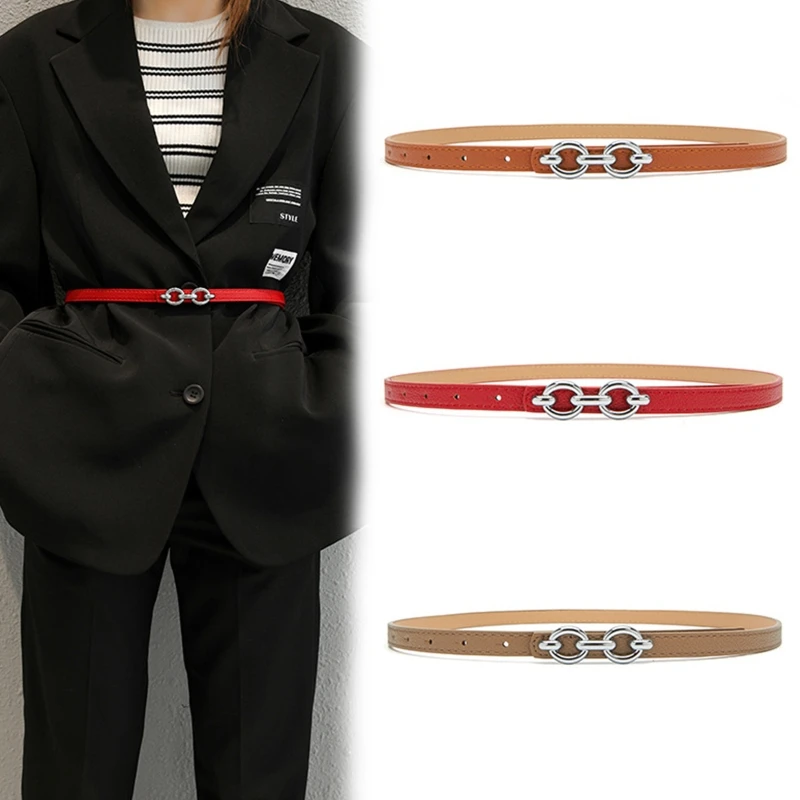 

Punk Waist Belly Belt for Women Alloy and Faux Leather Waist Belt Adjustable DXAA