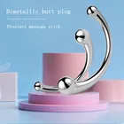 Двухсторонняя палочка из нержавеющей стали для массажа точки G, чистый металлический пенис P-Spot, фаллоимитатор, секс-игрушка для женщин и мужчин