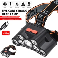 7led with built in 18650 battery usb rechargeable portable flashlight bicycle lantern headlamp outdoor camping fishing headlight