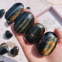natural blue tiger eye stone palm stone natural crystal crafts polished gemstone 2 inches healing stone for home decoration 1pcs
