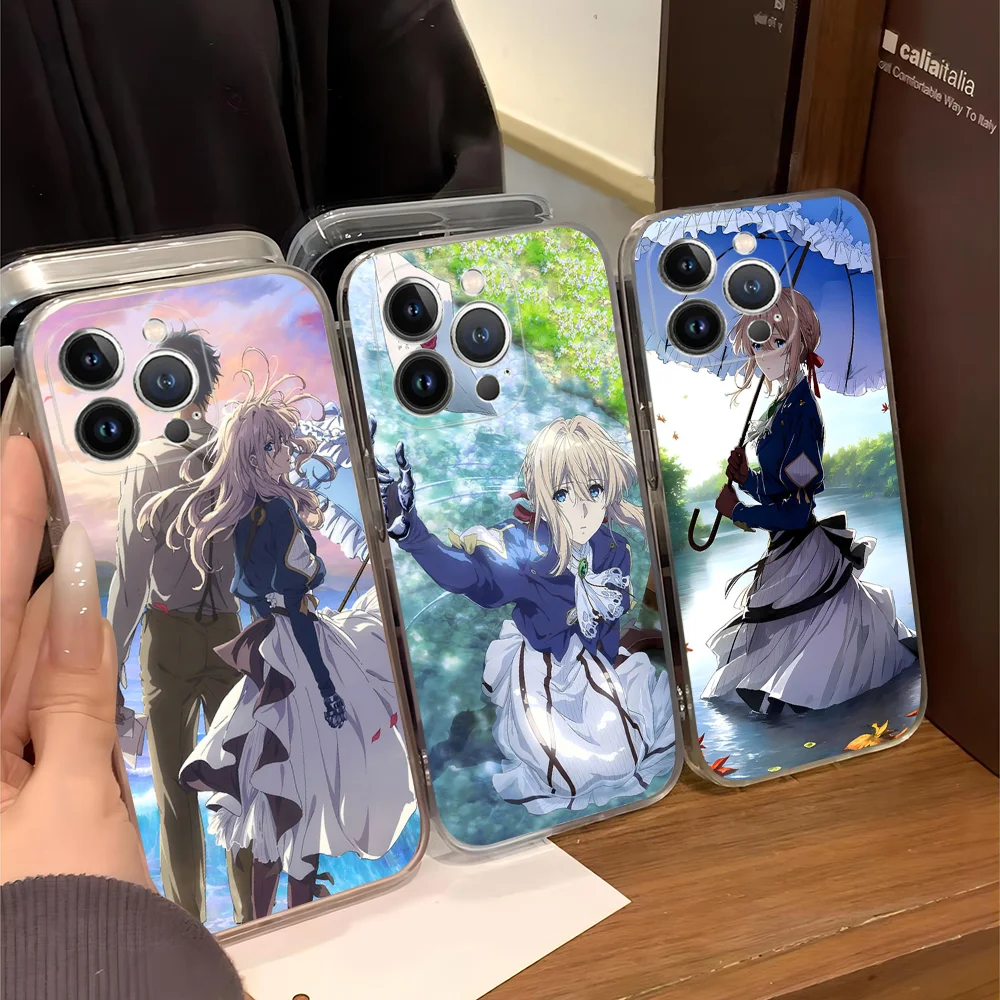 V-Violet E-Evergarden Phone Case for iPhone 16 15 8 7 6 6S Plus X SE XR XS 14 11 12 13 Mini Pro Max Mobile