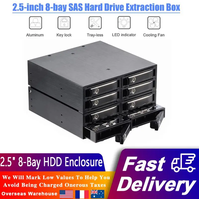 

2.5 inch 8-Bay SATA/SAS SSD/HDD Case 6Gbps Portable Hard Drive Rack With 2 Mini-SAS HD SFF-8087 For 2 X External 5.25" Drive