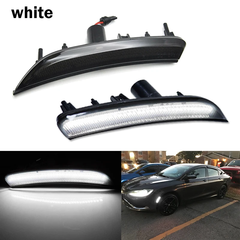 

Дымчатая линза, белый/янтарный светодиодный передний боковой габаритный индикатор для Chrysler 200 2015-2017 годов, стояночные огни/поворотные огни 12 В