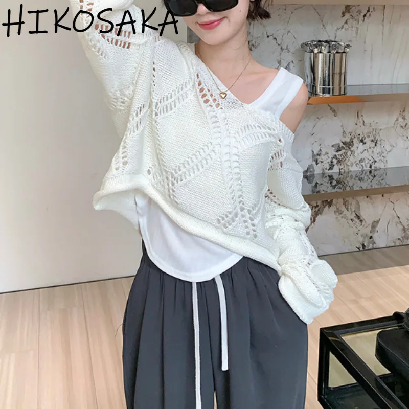 Кроп-Топ женский с круглым вырезом и длинным рукавом свободного покроя