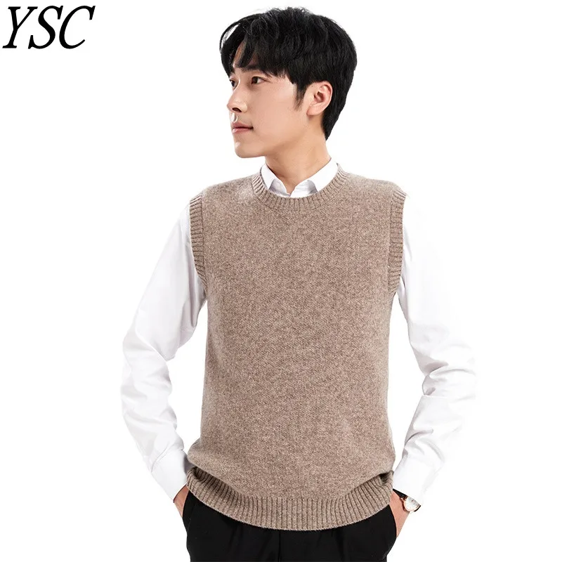 Модная и повседневная мужская Трикотажная одежда пуловер из 100% чистой шерсти