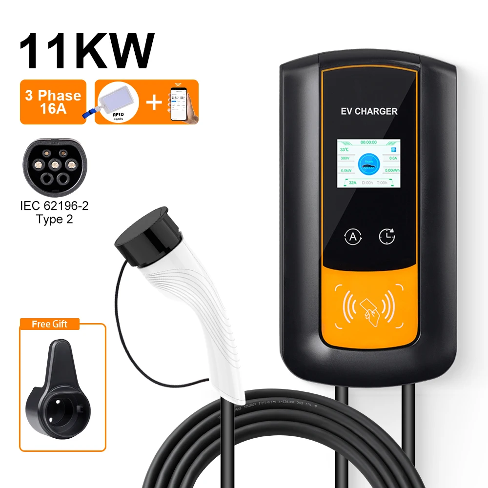 

EV Wallbox 7,6 кВт/11 кВт/22 кВт для зарядки электромобиля в разъеме Type2 220 В 380 В Зарядное устройство для электромобилей 16 А 32 А с управлением через приложение