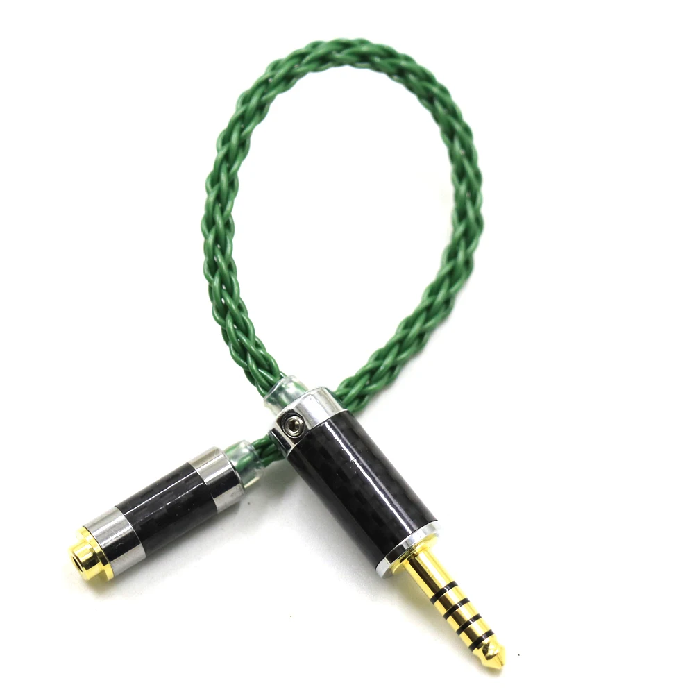 HIFI Carbon Fiber 2.5mm TRRS Balanced Female to 4.4mm Balanced Male OCC Single Crystal Silver Audio Adapter Connector