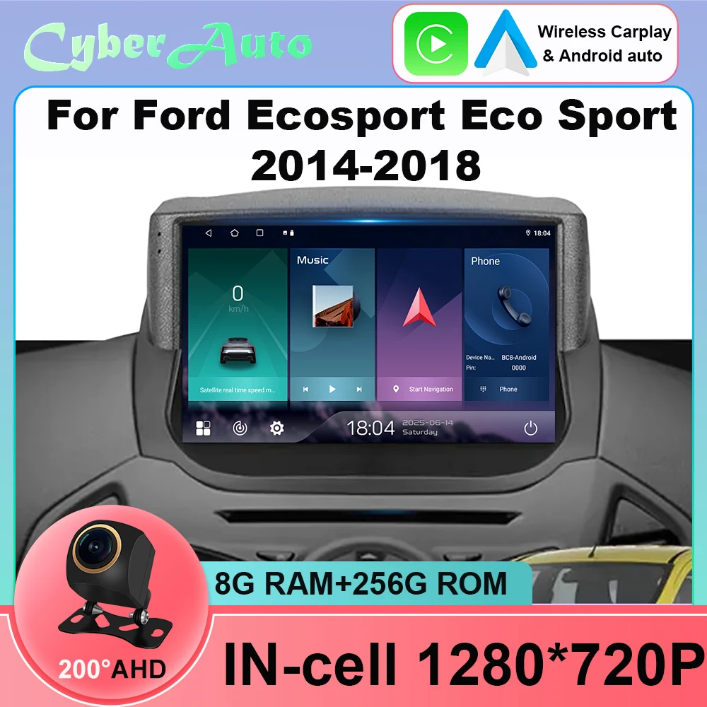 Фото ﻿   Автомобильный радиоприемник Android 15 для Ford EcoSport Eco Sport 2014-2018 Мультимедийный видеоплеер Carplay GPS Стерео Авторадио 5G WIFI BT №1