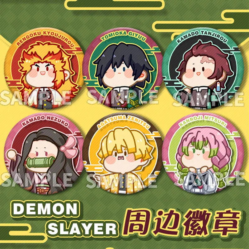 

Anime Demon Slayer Cute Badge Kamado Tanjirou Agatsuma Zenitsu Tinplate Brooch Pins Bedge Cosplay Bag Pendant Button Decor Gift