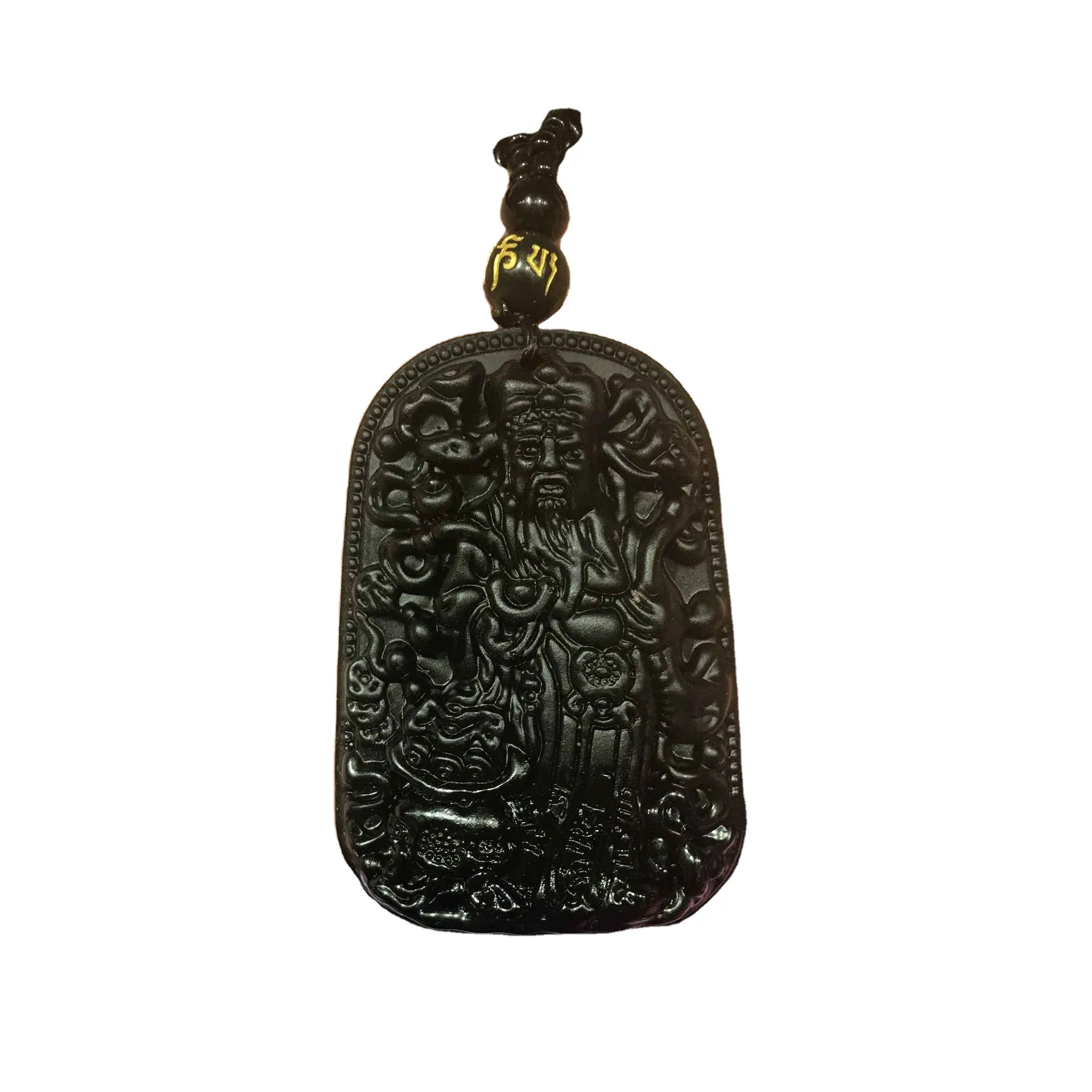 Подвеска с черным обсидианом для мужчин и женщин ювелирное изделие гравировкой