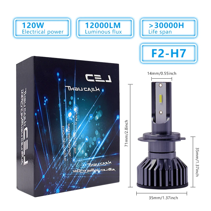 

H7 LED Headlight Modified COB Bulb H7 LED 120W 12000LM White High Power 6000K Headlight bulb LED
