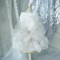 lovely pet wedding dress fashion soft texture white bow pet wedding dress pet clothes dog dress