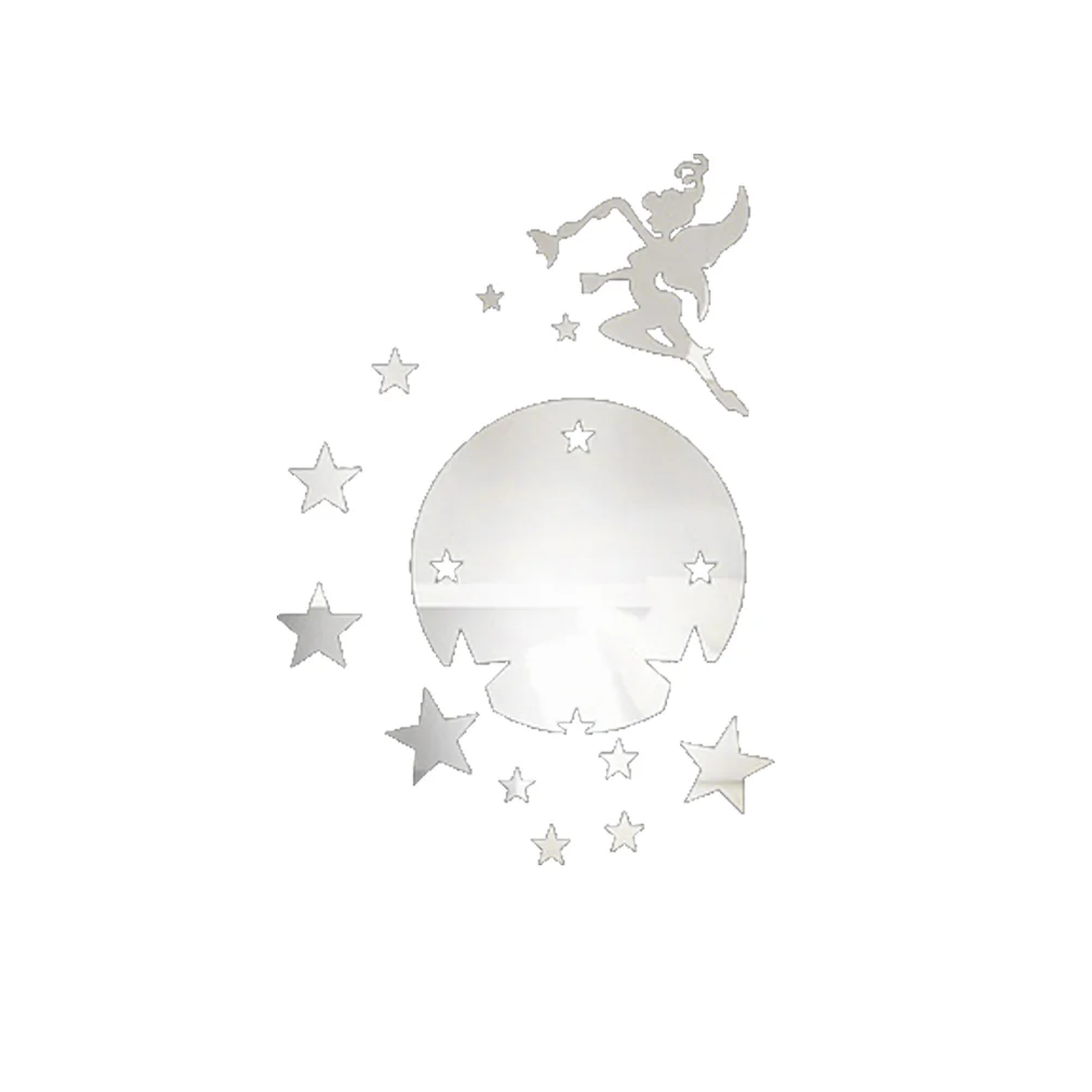 

Mirror Wall Decal Acrylic Mural Decor Sign Kids Shower Morden Mounted 3D Laundry Decals Cute Room Girl Fairy Bedroom Angel