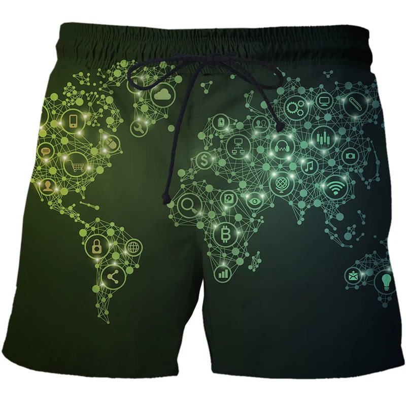 2022 Summer New 3D Men Shorts AI technology data pattern Swimming Trunks Mens Beach Pants Casual Hot Male Swimsuit Pants