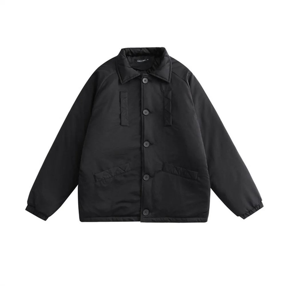 Covrlge Winter Warm Minimalist Style Cotton-padded Men's Jacket Lapel Quilted Coat All-match Blouse Trend Male Streetwear MWM128