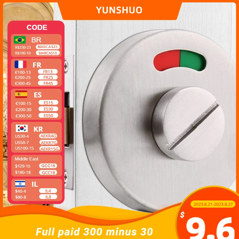 

Occupancy Indicator Door Lock Stainless Steel Turn Inside for Public Restroom Restaurant Hospital Medical Office