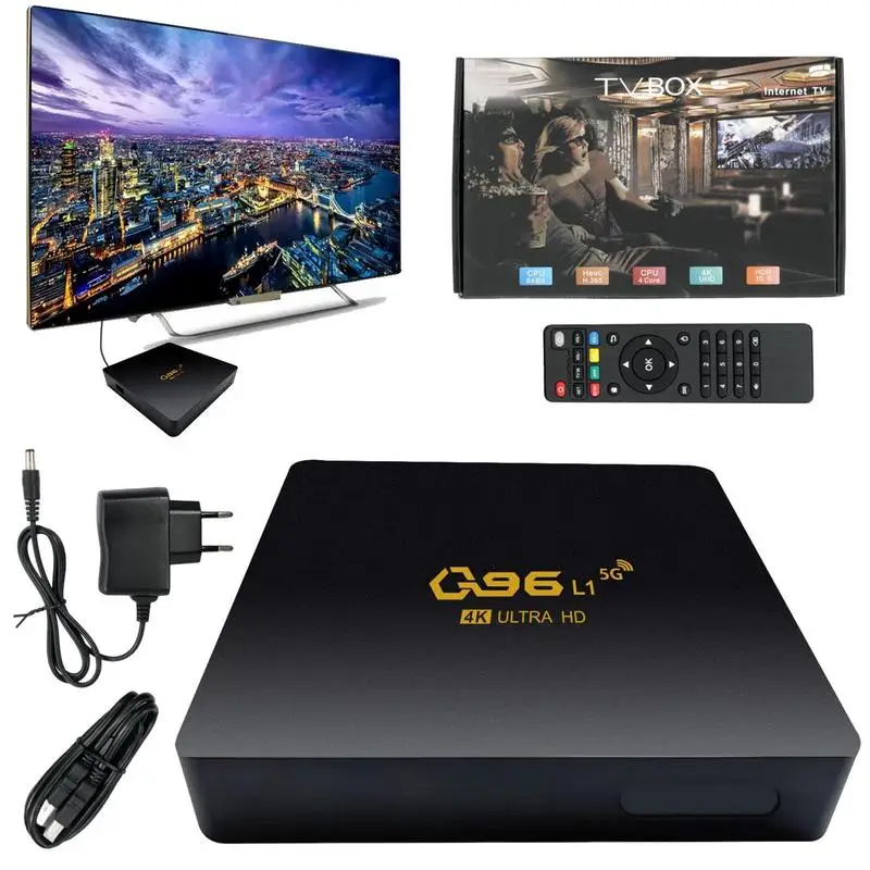 

ТВ-приставка 4K Smart Media Player 8 Гб Q96 L1 сетевая ТВ-приставка четырехъядерная Wi-Fi сетевая приставка для видеоигр Смарт ТВ-приставка для