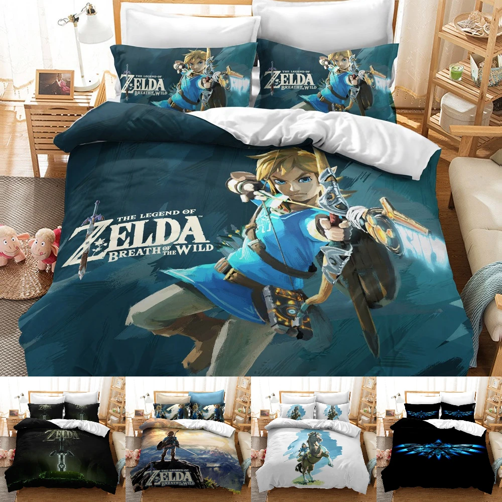 

Cartoon Zelda Games 3D Printed Bedding Sets Duvet Cover Pillowcase King Size Adult Kids Bedclothes
