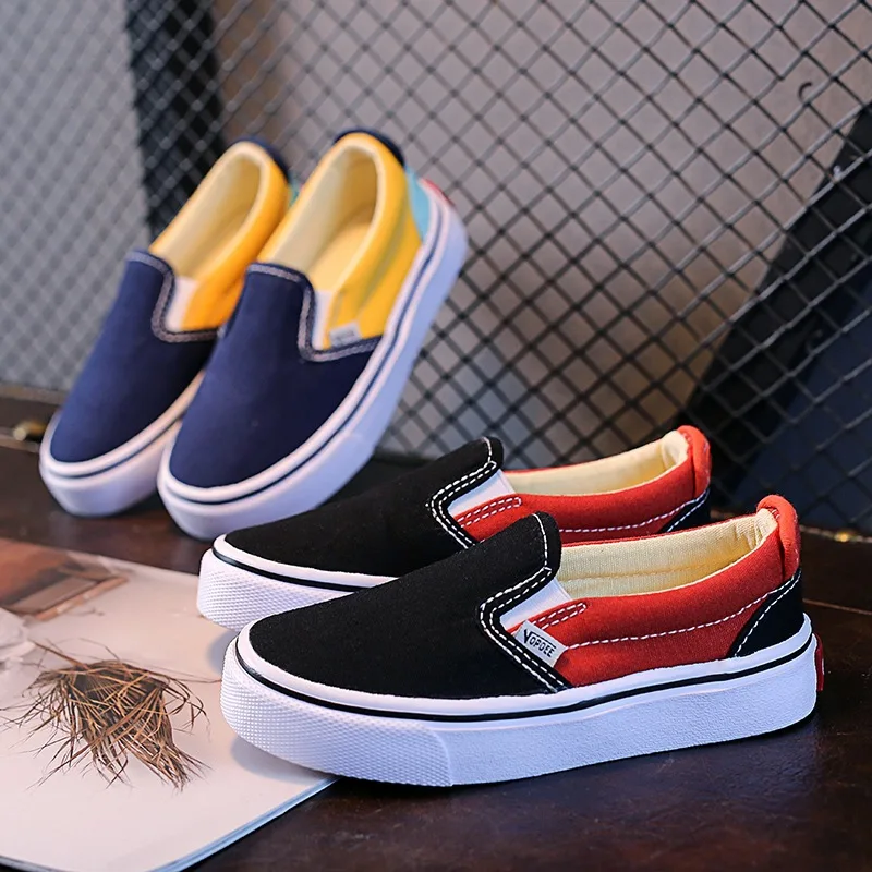 

Children Casual Shoes Unisex 2021 Black Blue Girls Canvas hoes Student Slip On Sneakers for Boys New Flats Toddler Shoes D12273