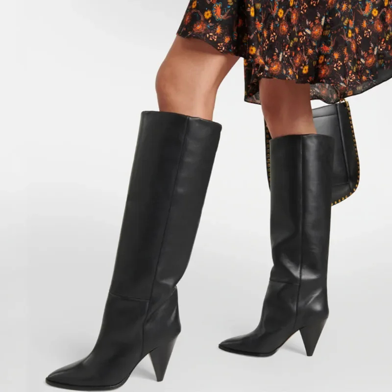 Arden Furtado/2024 осенне-зимние женские сапоги до колена из воловьей кожи с острым