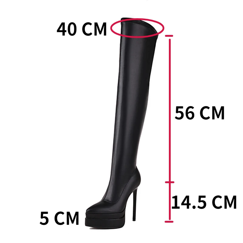 2023 Spring Autumn Thigh High Boots Women Pointed Toe Stiletto Heels Platform Over The Knee Boats Sexy Party Shoes Big Size 43 images - 6
