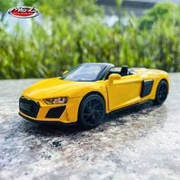 msz 132 audi r8 spyder yellow alloy car model kids toy car die casting with sound and light pull back function boy car gift