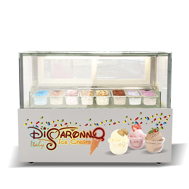 Commercial  Square Food Ice Cream Racks Display Stand Refrigerator Display Showcase Cabinet Cake Gelato Dipping Freezers