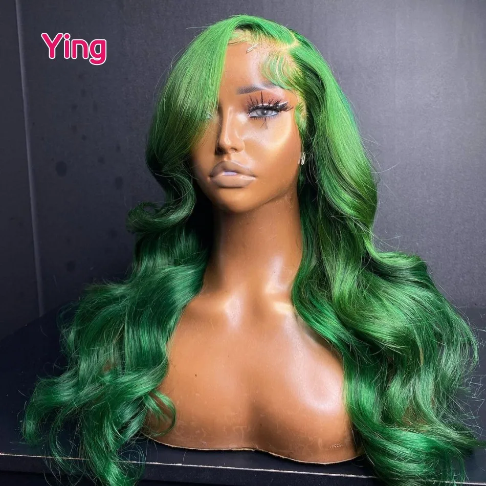 HD 30 Inch Ombre Greed Colored Body Wave Lace Frontal Human Hair Wigs for Women Brazilian 13X4 13X6 Lace Front Wigs Pre Plucked