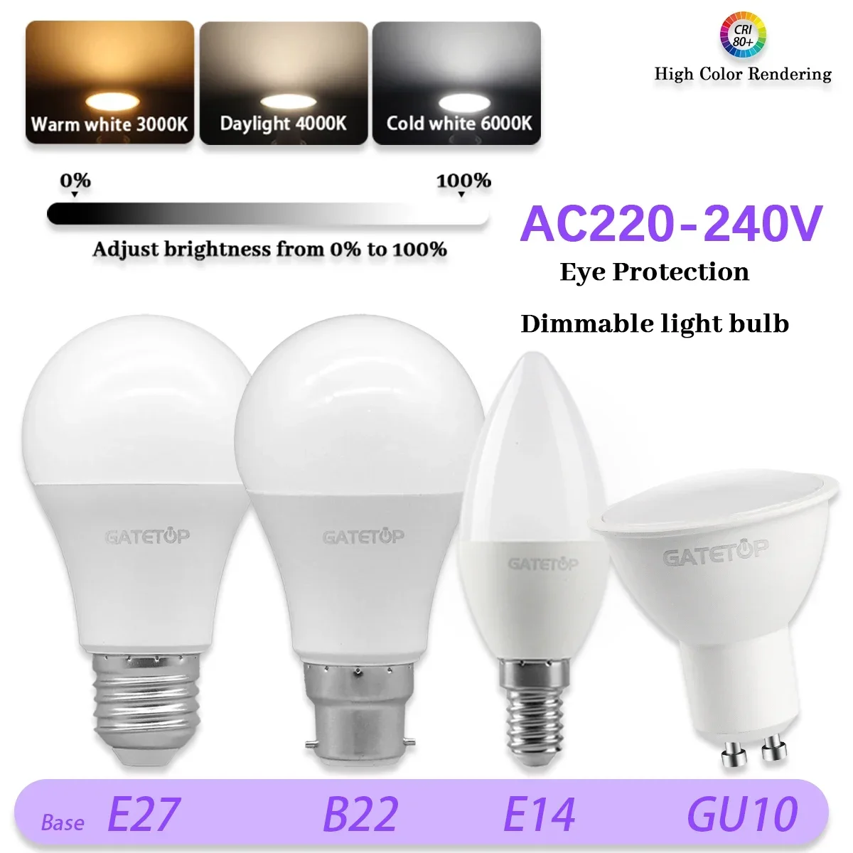 10-50pcs E14 E27 GU10 LED dimming bulb candle lamp Spot light 220V 5W 7W 10W in accordance for 90% dimmer applications month