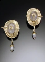 korean pearl earrings european and american creative gold plated enamel diamond earrings