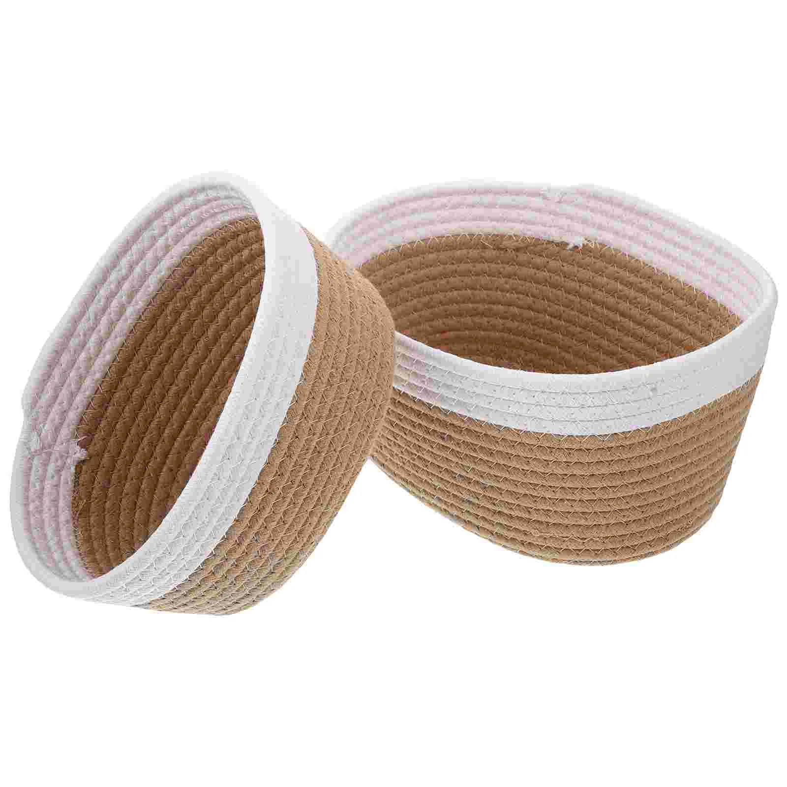 

2 Pcs Home Decor Woven Storage Basket Snack Holder Baskets Laundry Desktop Organizer Small Household