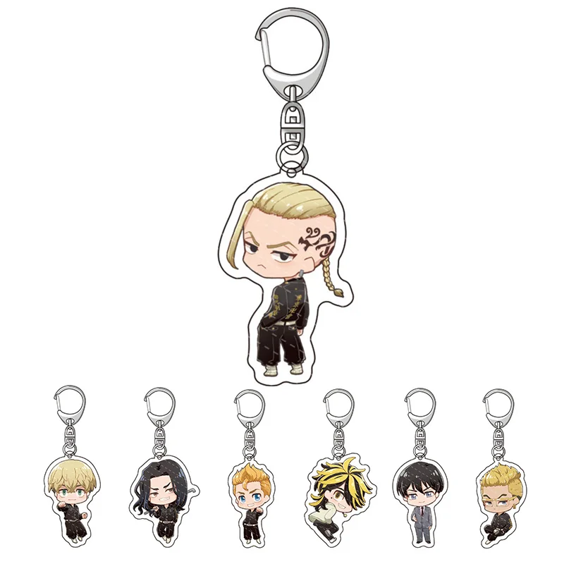 

Anime Tokyo Avengers Cosplay Keychain Tokyo Revengers Q Version Manjiro Ken Takemichi Hinata Atsushi Chibi Key Chain Ring Props