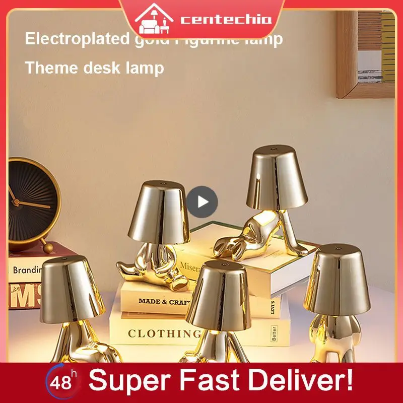 

Little Golden Man Thinker Lamp Night Lights Led Table Lamps 5v Usb Table Decorative Lamp For Bedroom Bedside Touch Desk Lamps