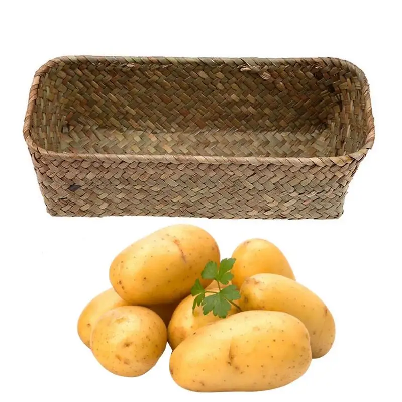 

Storage Basket Modern Woven Seagrass Plant Container For Storage Decorative Storage Contianers For Indoor Outdoor Garden Patio