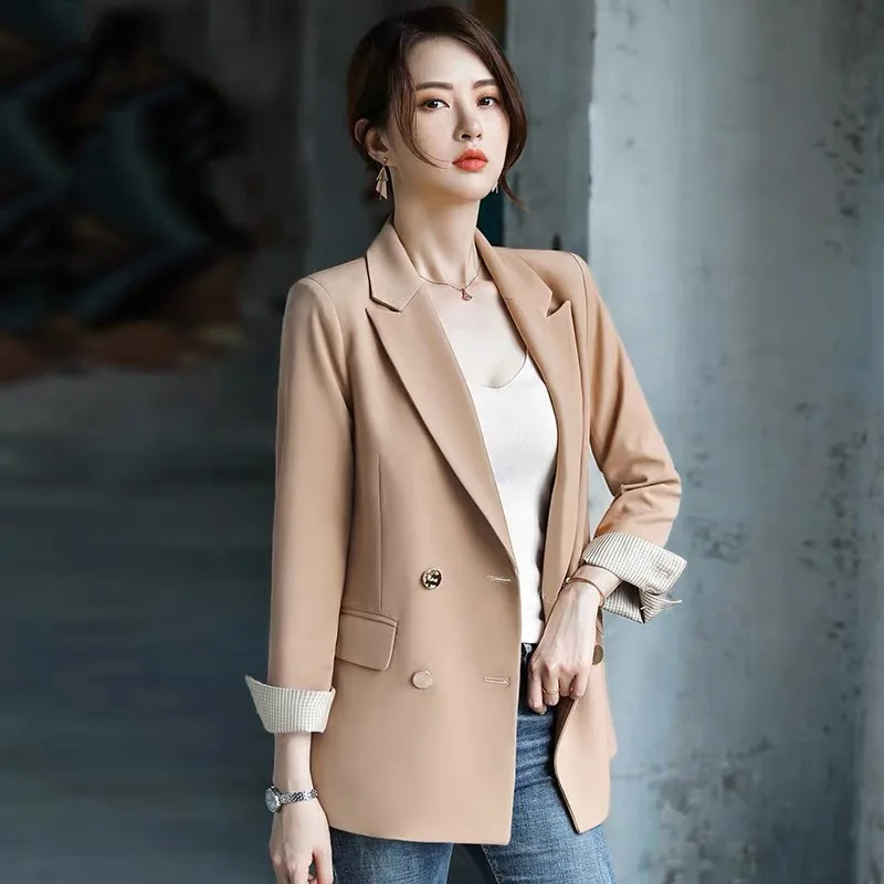 Korean Quality  Spring Large Ladies Professional Office Lapel Cardigan Suit Jacket Casual Women Work Coat Large Size Blazers5XL